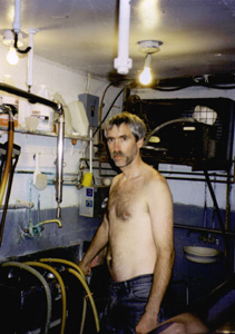 James in the milk house