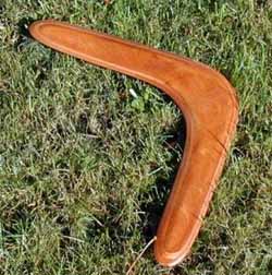Boomerangs for Sale.  Boomerang Information and How to throw and build a Returning Boomerang.  Handmade, Returning, Competition Boomerangs.